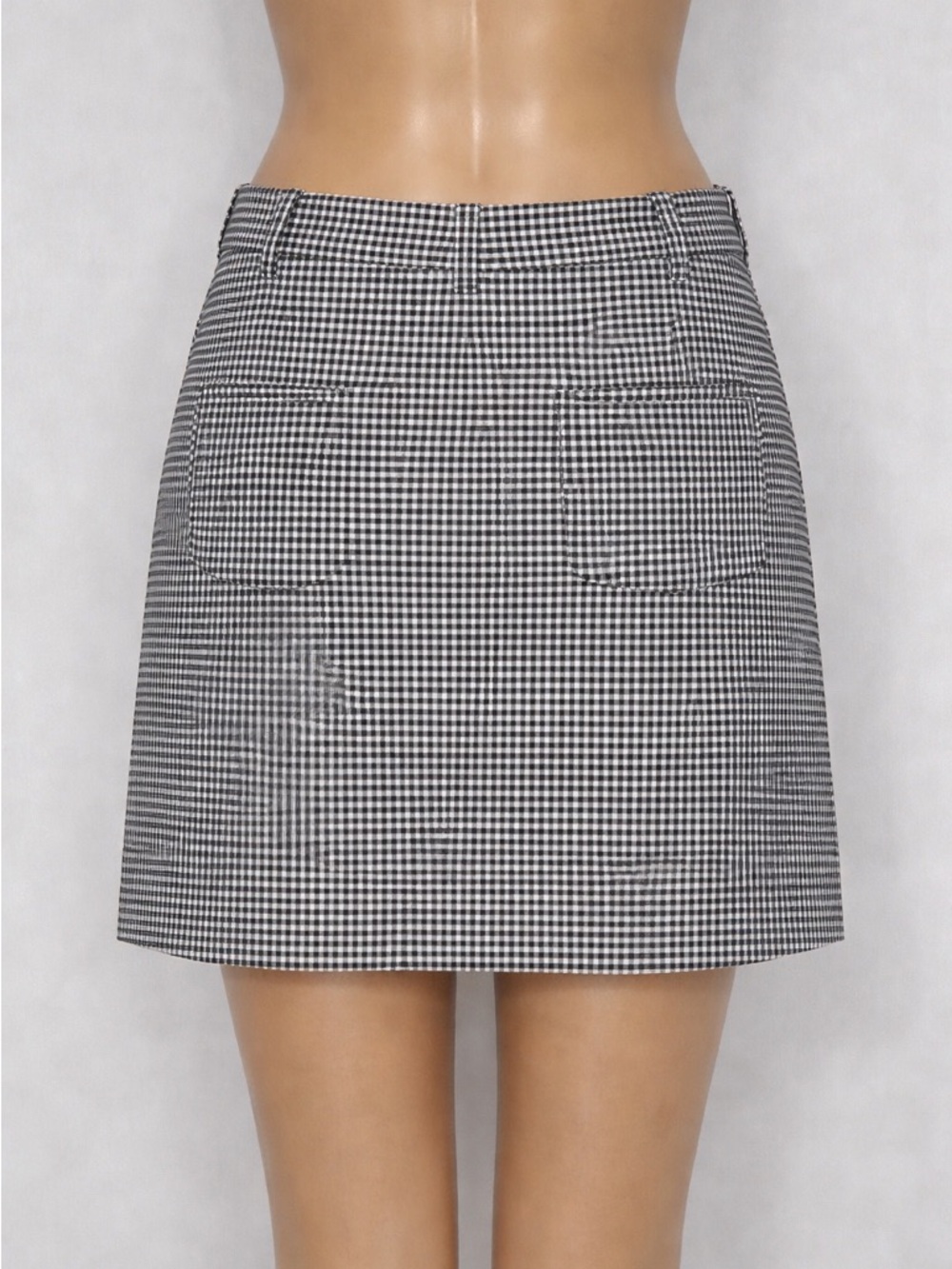 Black White Gingham Mini Skirt A-Line - Picture 4 of 4